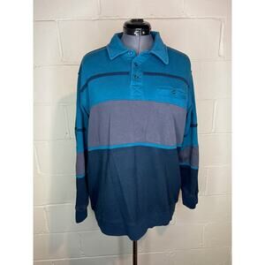 polo long sleeve stripes blue gray 1990s